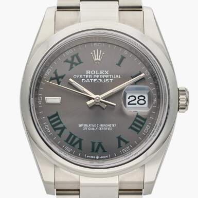View full screen - View 1 of Lot 395. Reference 126200 Datejust 'Wimbledon' | A stainless steel automatic wristwatch with date and bracelet, Circa 2021.