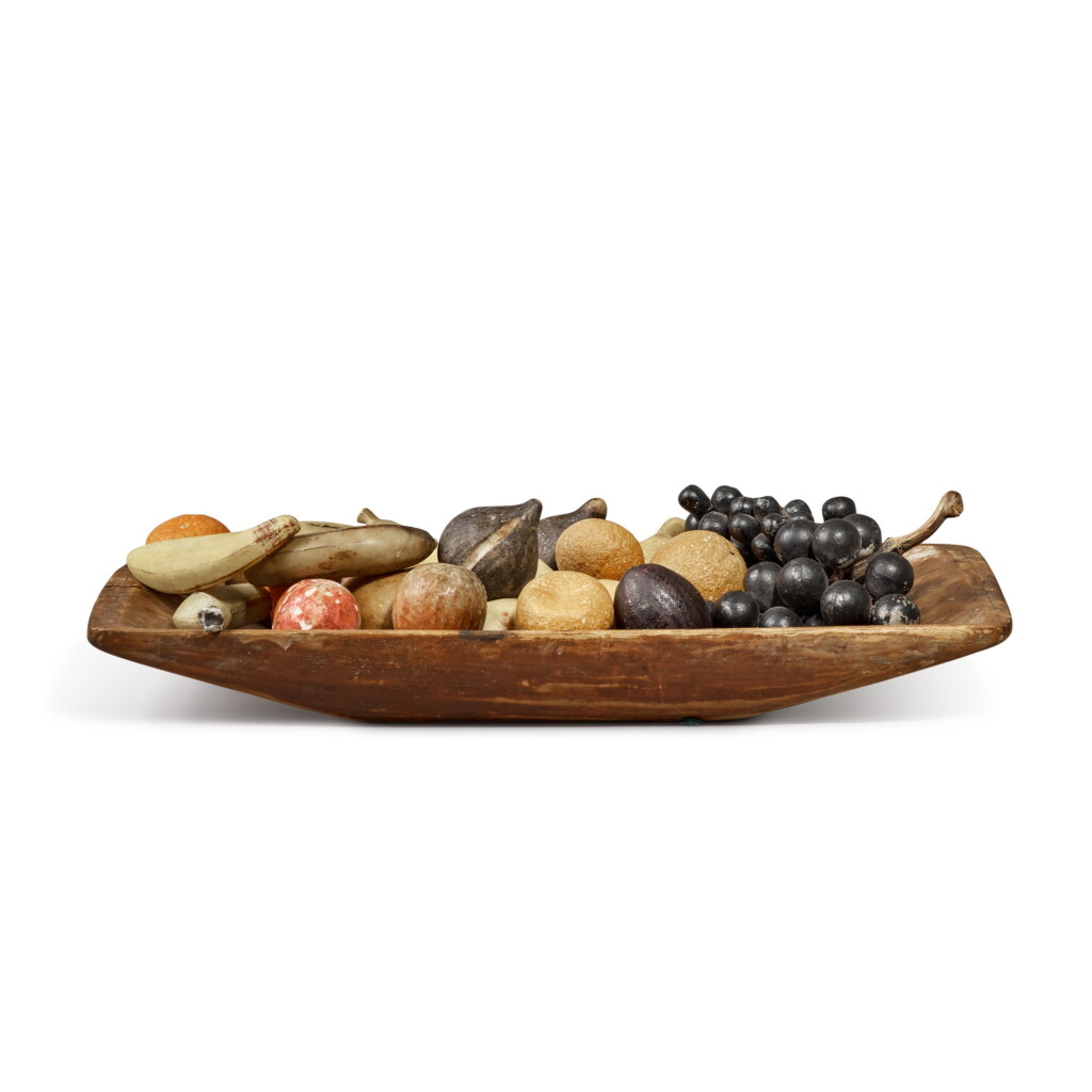 View full screen - View 1 of Lot 339. American Wooden Trencher with Stone Fruit, 19th Century.