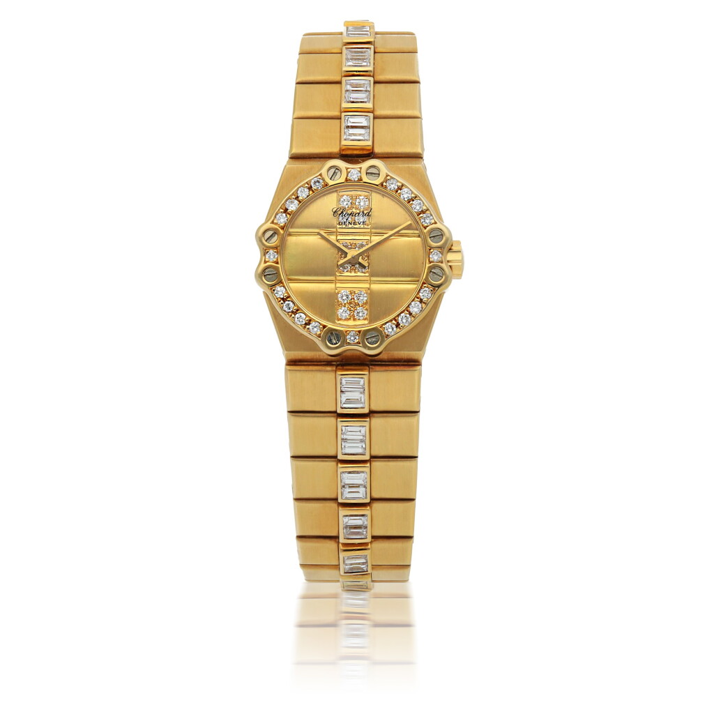 View full screen - View 1 of Lot 161. CHOPARD | ST MORITZ, REF 5156 YELLOW GOLD AND DIAMOND-SET BRACELET WATCH CIRCA 1985.