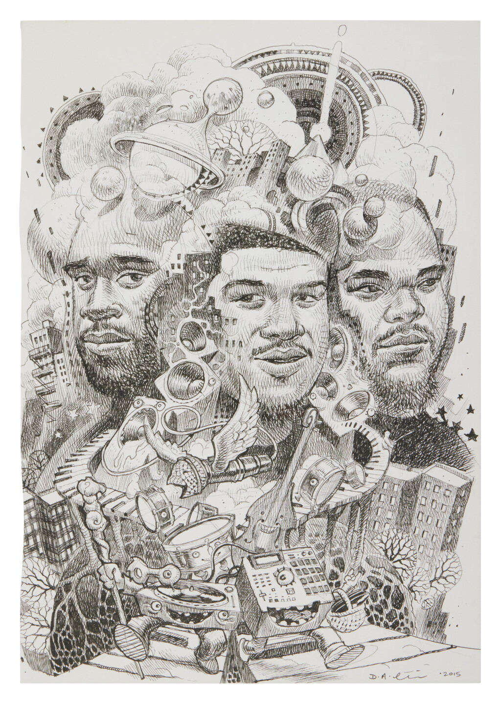 View full screen - View 1 of Lot 55. "De La Soul" original illustration by Dan Lish, 2015.