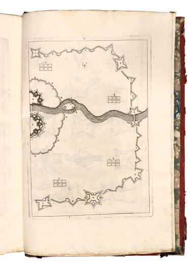 View full screen - View 1 of Lot 9. Alimari, Instruttioni militari, Nuremberg, 1692, calf-backed red boards.