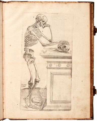 View full screen - View 1 of Lot 85. Andreas Vesalius and Jacob Bauman | Anatomia Deudsch. Ein kurtzer Ausszug, der Beschreibung aller glider menschlichs Leybs, Nuremberg, 1551.