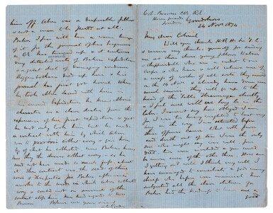 View full screen - View 1 of Lot 66. General C.G. Gordon | Autograph letter signed, to Col. Browne, with a sketch map of the upper Nile, 1874.