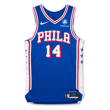 View full screen - View 1 of Lot 53. Dalen Terry Philadelphia 76ers 2026 NBA Playoffs Eastern Conference Round 1 Game Worn Icon Edition Jersey | Game 1.