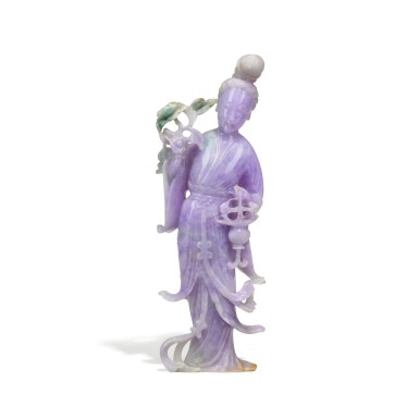 View full screen - View 1 of Lot 270. A lavender jadeite figure of a lady, 19th/20th century | 十九/二十世紀 翠玉仕女立像.