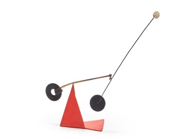 View full screen - View 1 of Lot 204. White Dot in the Air, on Red.