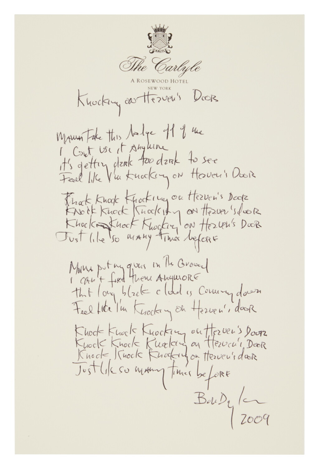 View full screen - View 1 of Lot 51. Bob Dylan.