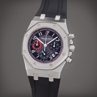 View full screen - View 1 of Lot 122. Reference 25979ST.OO.0002CA.01 Royal Oak '30th Anniversary City of Sails' | A limited edition stainless steel chronograph wristwatch with date, Circa 2002.