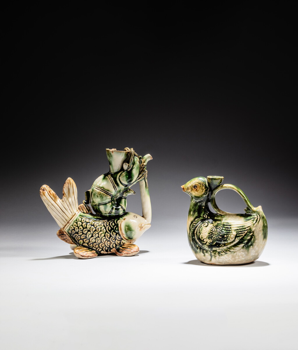 View full screen - View 1 of Lot 265. Two green-glazed animal-form ewers, Vietnam, Lê dynasty, 17th / 18th century.