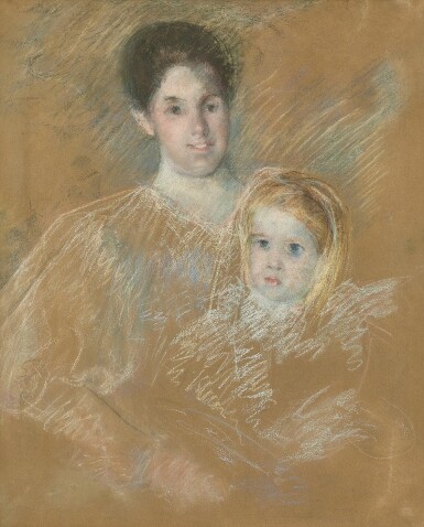 View full screen - View 1 of Lot 507. Smiling Mother with Sober Faced Child.