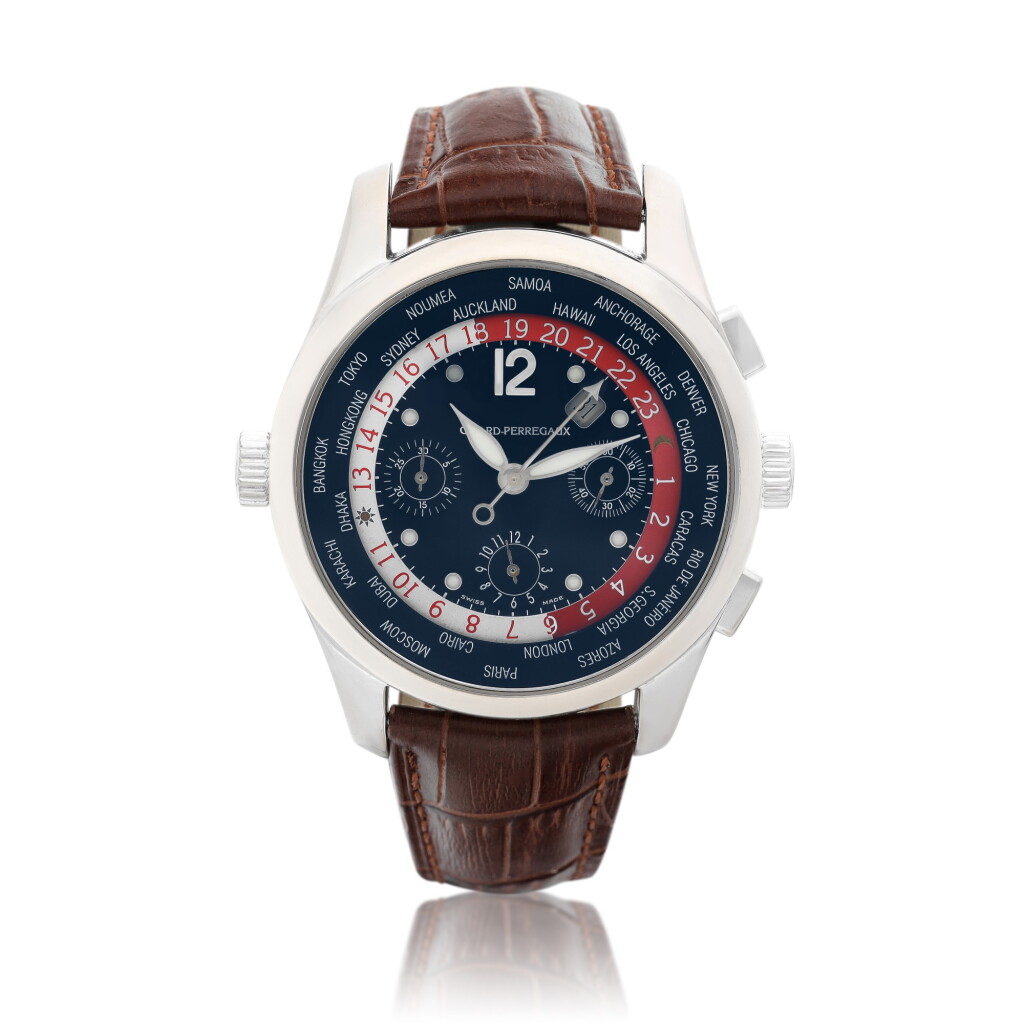 View full screen - View 1 of Lot 8185. WW.TC, Reference 4980 | A white gold worldtime chronograph wristwatch with date, Circa 2002 | 芝柏 | WW.TC 型號4980 | 白金世界時間計時腕錶,備日期顯示,約2002年製.