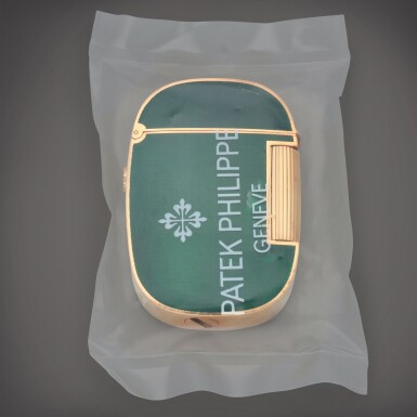 View full screen - View 1 of Lot 277. Golden Ellipse, Reference 9508 | A sealead yellow gold and green enamel lighter | Circa 1980.