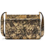Black and Gold Metallic Quilted Crumpled Goatskin Chevron Reissue Clutch Aged Gold Hardware, 2018-2019