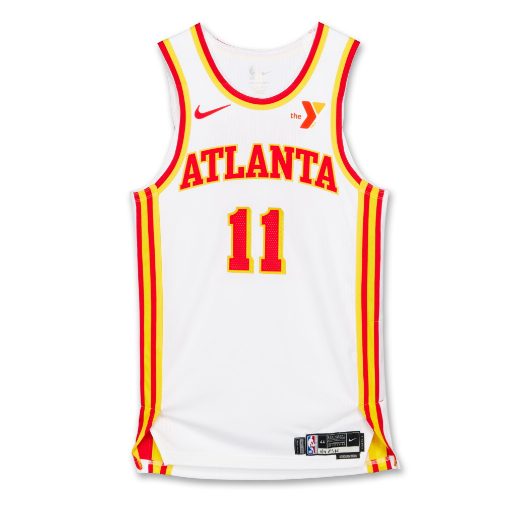 View full screen - View 1 of Lot 89. Trae Young Atlanta Hawks 2024-2025 Game Worn Association Edition Jersey | 19 Assists .