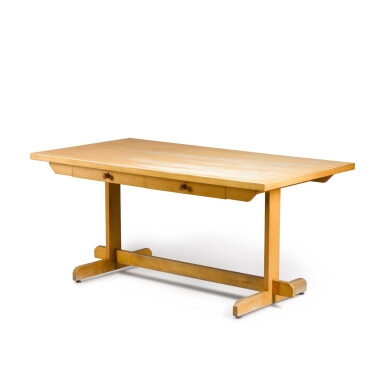 View full screen - View 1 of Lot 678. A beech kitchen table and settle designed by Robin Moore Ede and executed by Pegram Bianco, 1987.