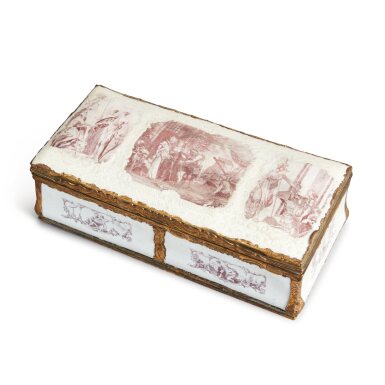 View full screen - View 1 of Lot 135. A Rare English Enamel Writing Casket of Irish Interest, York House Factory, London, Circa 1753-56.