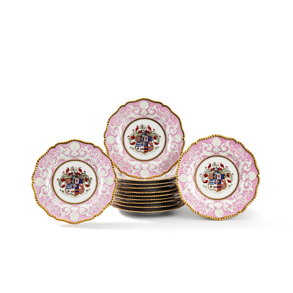 View full screen - View 1 of Lot 1119. Twelve Worcester (Flight, Barr & Barr) porcelain armorial plates, circa 1825-1830.