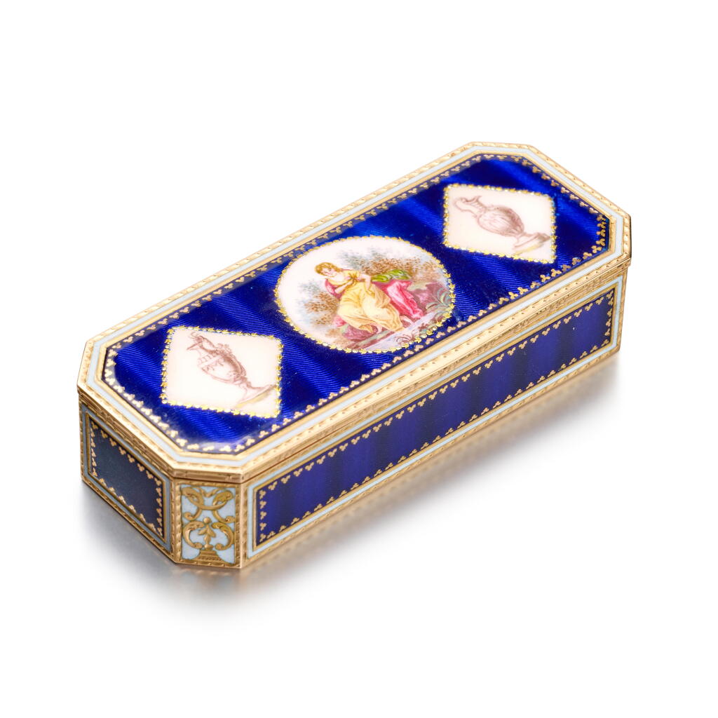 View full screen - View 1 of Lot 1084. A gold and enamel snuff box, probably François Claude Théremin or Frères Théremin, Berlin, circa 1790/1795.