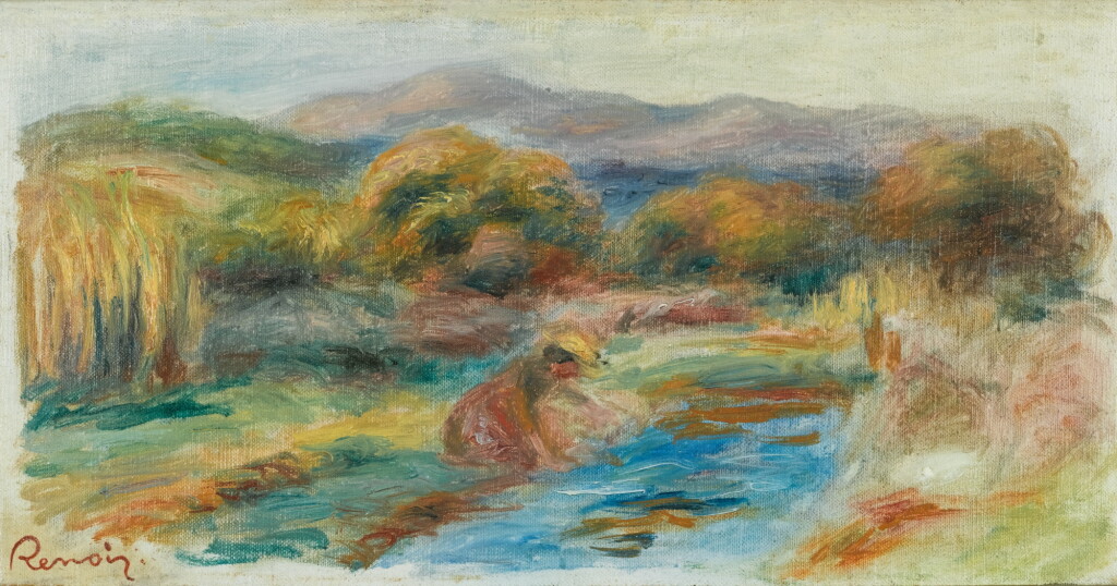 View full screen - View 1 of Lot 411. Laveuse dans un paysage.
