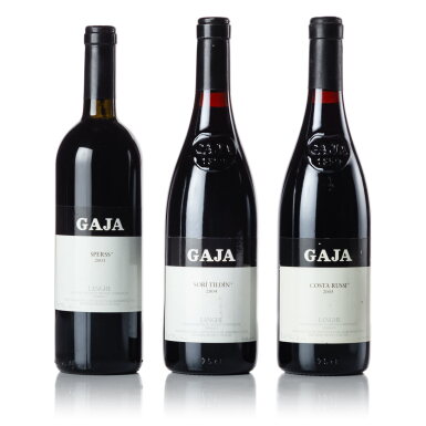 View full screen - View 1 of Lot 47. Costa Russi 2005, Sorì Tildin 2004, Sperss 2003 Gaja (3 BT) .