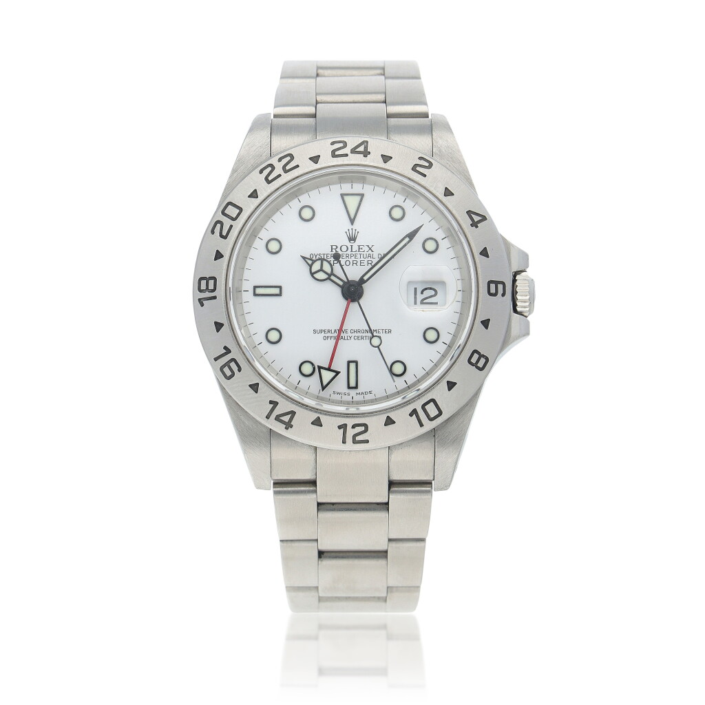View full screen - View 1 of Lot 406. 'Polar' Explorer II, Ref. 16570 Stainless steel dual time zone wristwatch with date, 24-hour indication and bracelet, Circa 2002.