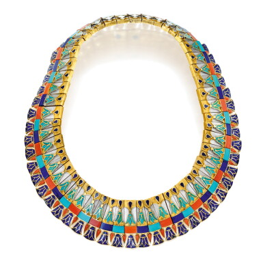 View full screen - View 1 of Lot 211. Gold, Coral, Turquoise and Lapis Lazuli Necklace.