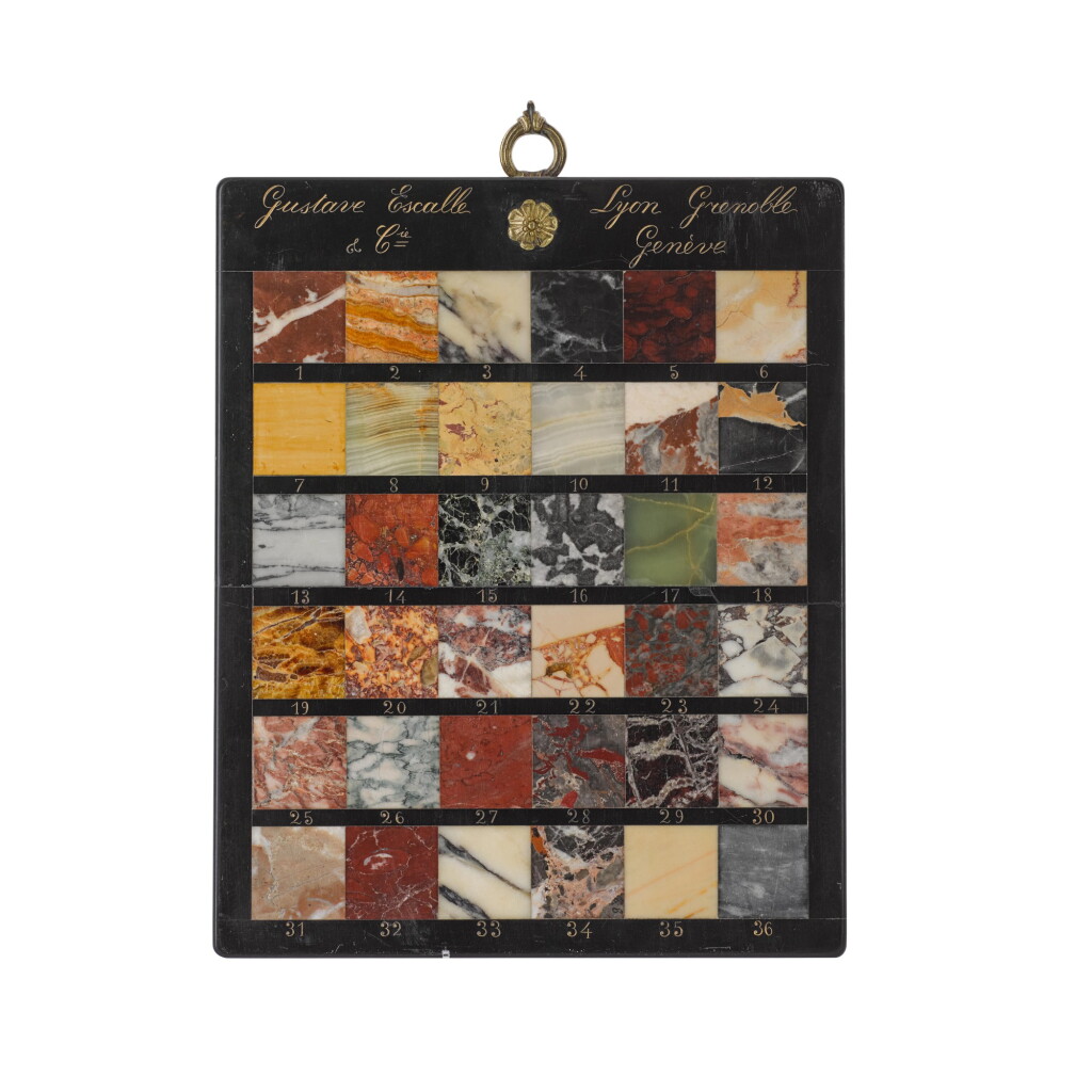View full screen - View 1 of Lot 96. A FRENCH MARBLE SAMPLE BOARD BY GUSTAVE ESCALLE & CIE, LATE 19TH CENTURY.