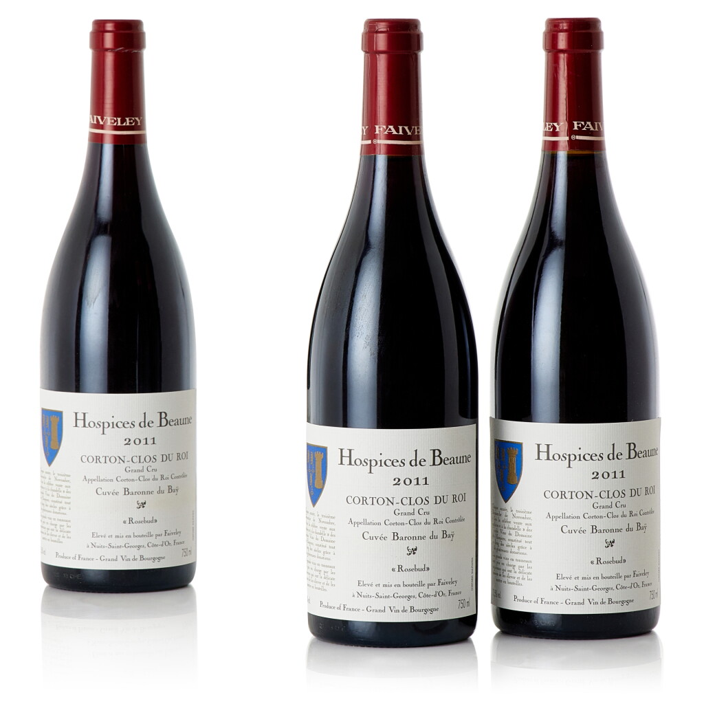 View full screen - View 1 of Lot 9627. Corton Grand Cru Clos du Roi, Hospices de Beaune Cuvée Baronne du Baÿ 2011 Faiveley (12 BT).