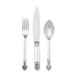 A Danish silver Acanthus pattern flatware service, Georg Jensen Silversmithy, Copenhagen, circa 1945-77