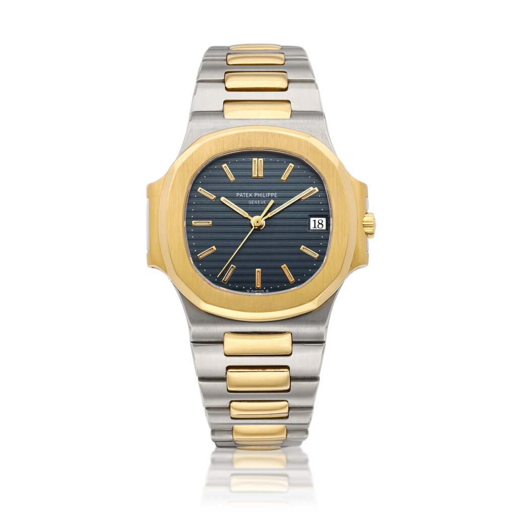 View full screen - View 1 of Lot 8008. Nautilus, Reference 3800 | A yellow gold and stainless steel bracelet watch with date, Circa 2003 | 百達翡麗 | Nautilus 型號3800 | 黃金及精鋼鏈帶腕錶,備日期顯示,約2003年製.