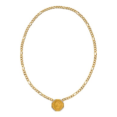 View full screen - View 1 of Lot 275. Gold and Diamond Necklace.