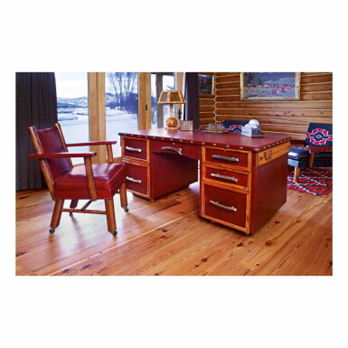 View full screen - View 1 of Lot 246. THOMAS MOLESWORTH | DESK AND ARMCHAIR.
