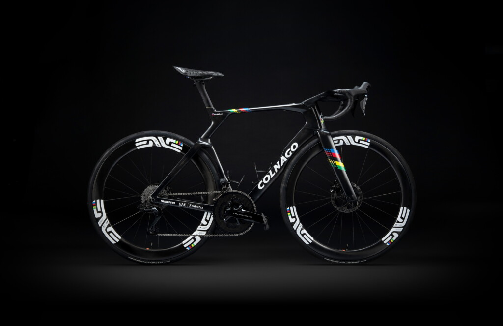 View full screen - View 1 of Lot 504. Tadej Pogačar’s Colnago Y1Rs Raw Carbon, ridden on the iconic Mont Ventoux Stage of the Tour de France 2025 .