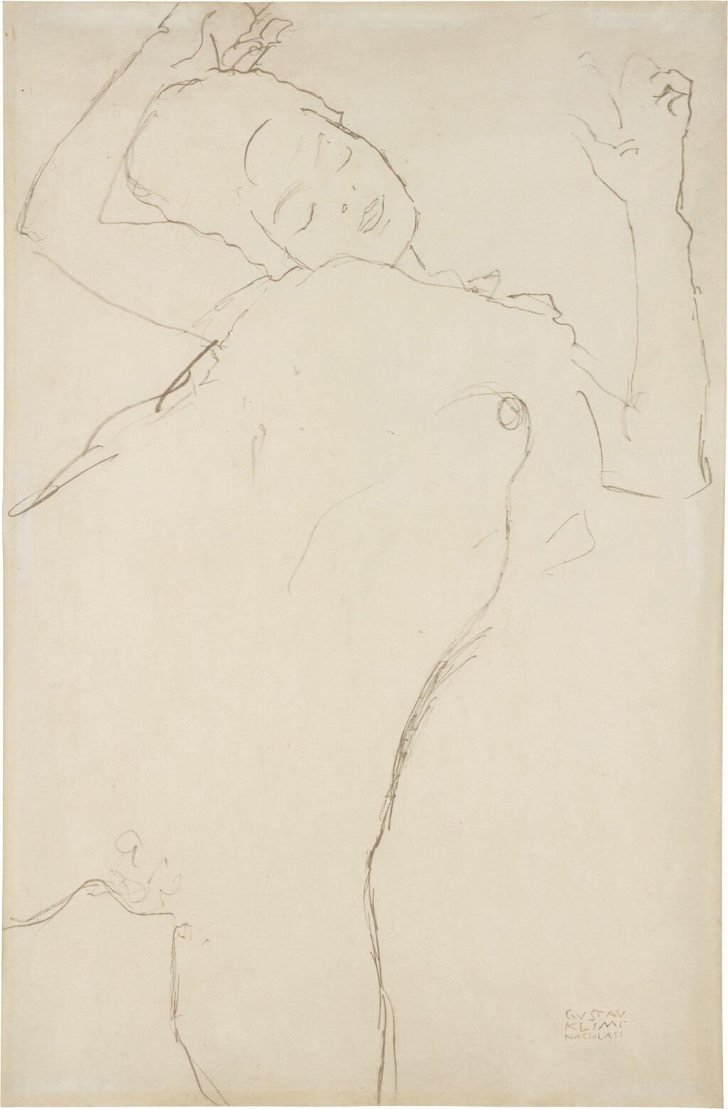 View full screen - View 1 of Lot 24. Halbakt mit erhobenen Armen (Half nude with raised arms).