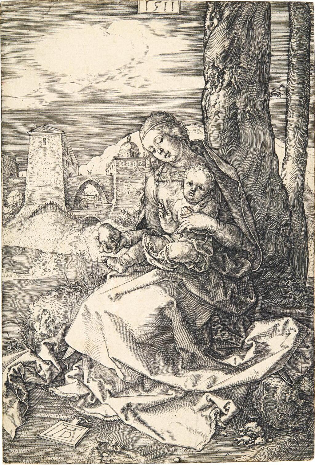 View full screen - View 1 of Lot 8. ALBRECHT DÜRER | VIRGIN AND CHILD WITH THE PEAR (B. 41; M., HOLL. 33) .