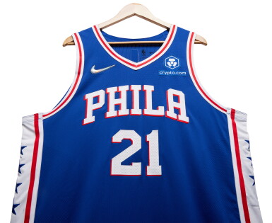 View full screen - View 1 of Lot 51. Joel Embiid Philadelphia 76ers 2021-2022 Game Worn Icon Edition Jersey .