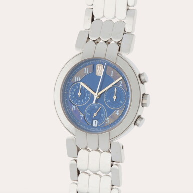 View full screen - View 1 of Lot 396. A platinum chronograph wristwatch with date and bracelet | Circa 2000.