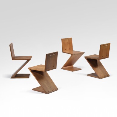 View full screen - View 1 of Lot 18. Set of four Zig Zag chairs.