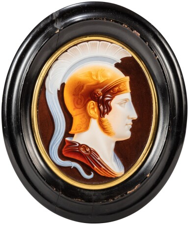 View full screen - View 1 of Lot 7. A French porcelain oval cameo plaque Circa 1810-15, Sèvres or Paris.