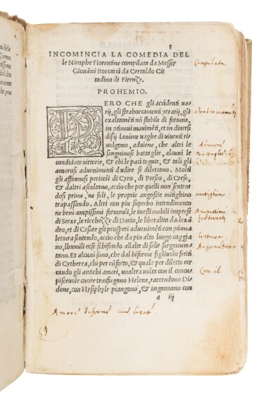 View full screen - View 1 of Lot 201. Boccaccio, Ameto, Fiammetta, Laberinto d'Amore, Florence, Giunta, 1516-1521, later binding.