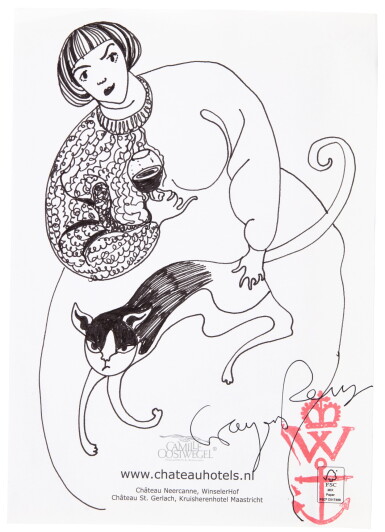 View full screen - View 1 of Lot 288. GRAYSON PERRY, R.A. | UNTITLED (WOMAN WITH CAT); UNTITLED (GHOST VASE).