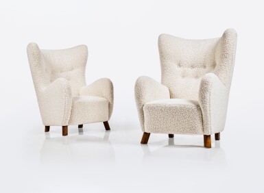 View full screen - View 1 of Lot 93. Pair of Wingback Chairs.