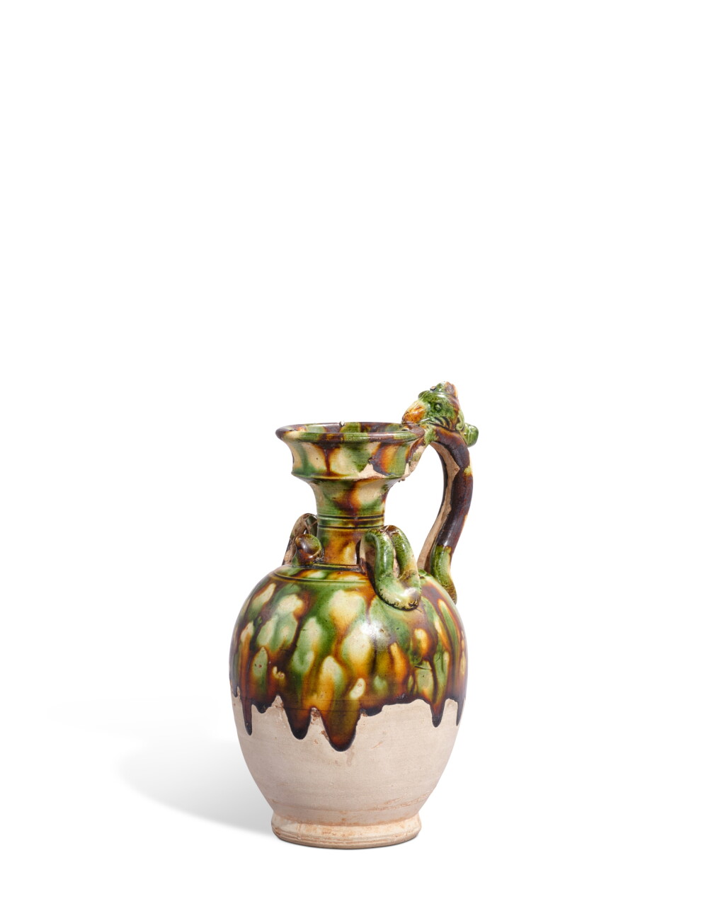 View full screen - View 1 of Lot 5126. A sancai-glazed 'phoenix' ewer, Tang dynasty | 唐 三彩鳳首執壺.