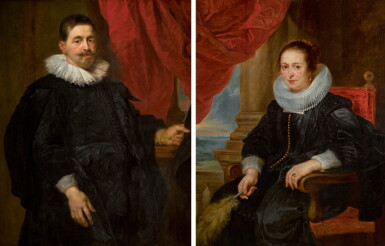 View full screen - View 1 of Lot 43. FOLLOWER OF SIR PETER PAUL RUBENS, CIRCA 1700 | Portrait of a gentleman, probably Peter van Hecke; and Portrait of a lady, probably his wife, Clara Fourment.