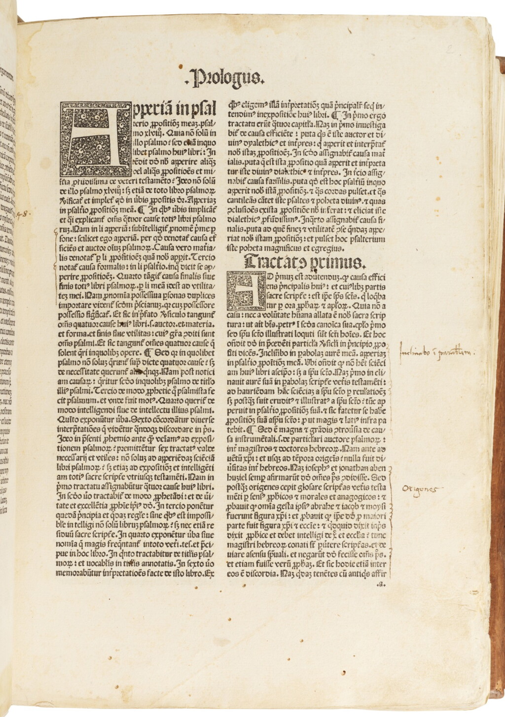 View full screen - View 1 of Lot 174. Perez de Valentia, Commentaria in Psalmos, Valencia, 1484, old vellum over wooden boards.