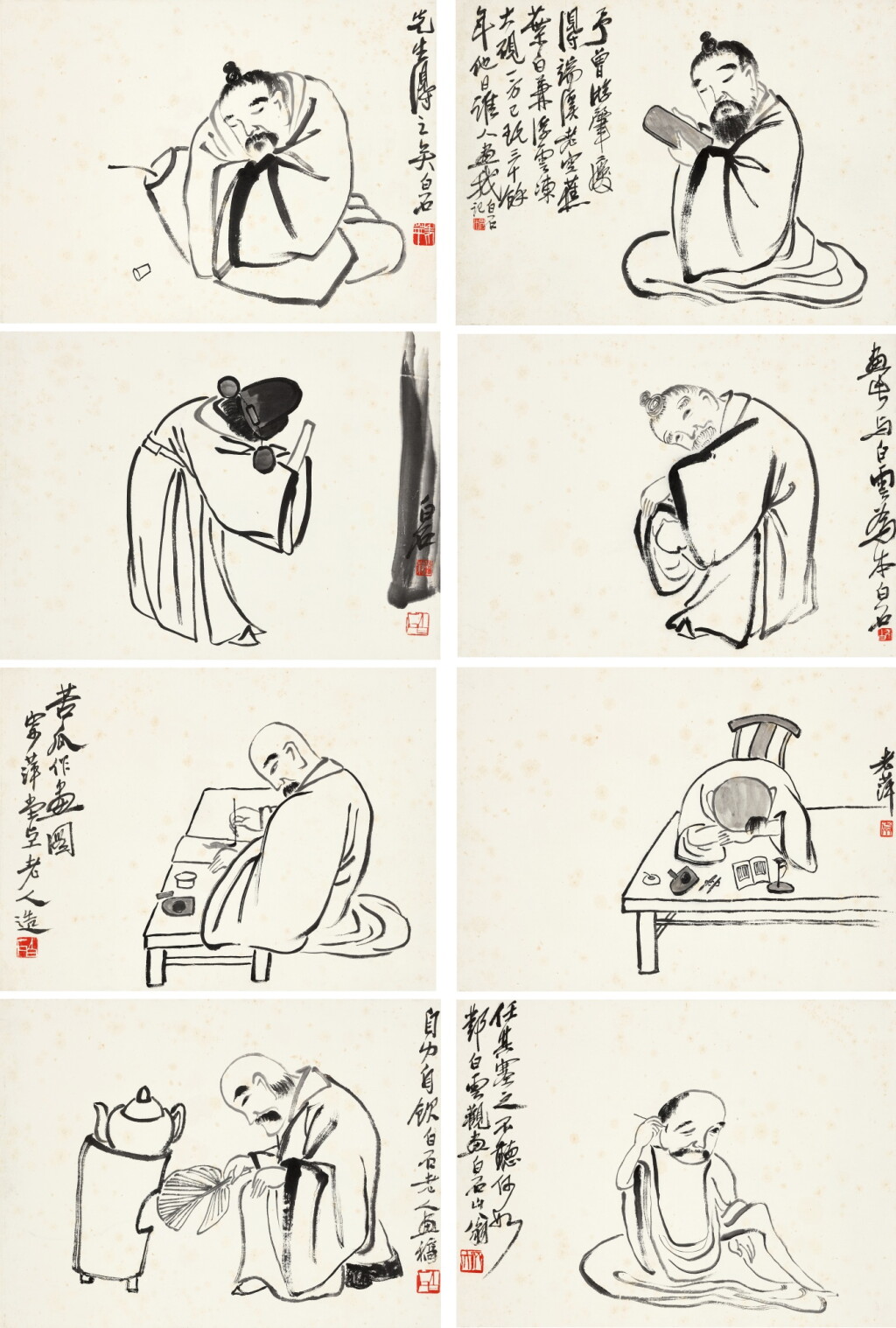 View full screen - View 1 of Lot 6157. 齊白石 白描人物 | Qi Baishi, Figures.
