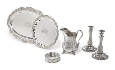 View full screen - View 1 of Lot 300. A Group of Six American Silver Chrysanthemum Pattern Table Articles, Tiffany & Co., New York, Modern.