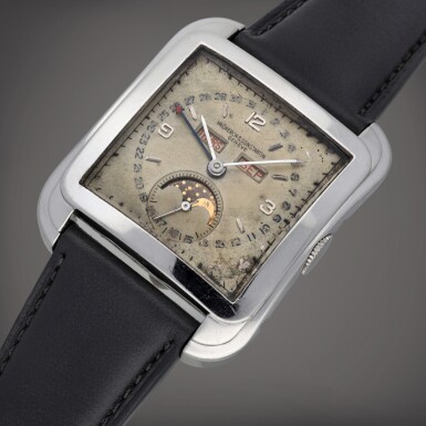 Cioccolatone', Reference 4764 A possibly unique platinum triple date wristwatch with moon phases Circa 1958 | 江詩丹頓 | 'Cioccolaton' 型號 4764 應為獨一無二鉑金全日期腕錶備月相顯示,製作年份約 1958 | Important Watches | 2022 | Sotheby's