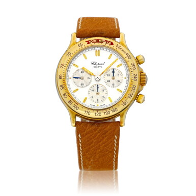 View full screen - View 1 of Lot 8025. 1000 Miglia, Reference 1194 | A yellow gold chronograph wristwatch, Circa 1995 | 蕭邦 | 1000 Miglia 型號1194 | 黃金計時腕錶,約1995年製.