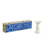 A small Dehua vase, Gu, early Qing dynasty, 17th century, and a blue and white 'dragon and shou-roundel' candle holder, Qing dynasty, 19th century | 清初十七世紀 德化白釉花觚 及 清十九世紀 青花夔龍團壽紋長方燭臺